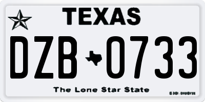 TX license plate DZB0733