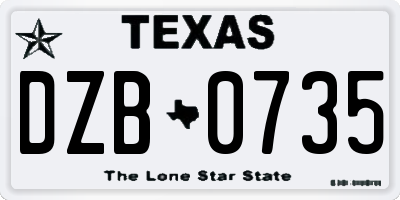 TX license plate DZB0735