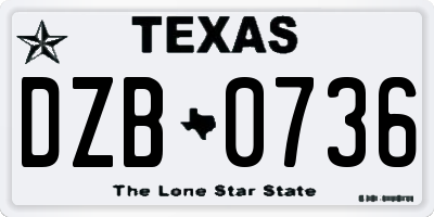 TX license plate DZB0736