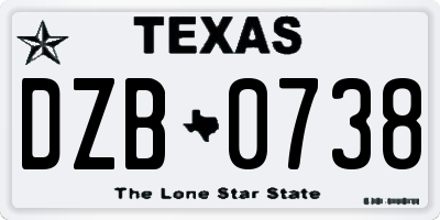 TX license plate DZB0738