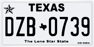 TX license plate DZB0739
