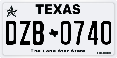 TX license plate DZB0740