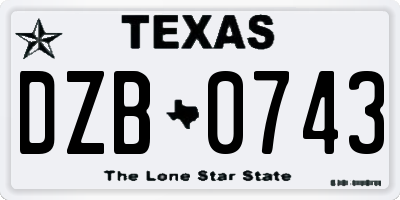TX license plate DZB0743