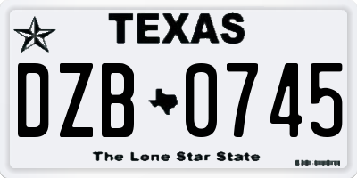 TX license plate DZB0745