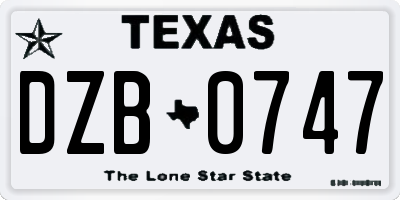 TX license plate DZB0747