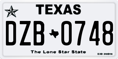 TX license plate DZB0748