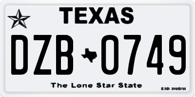 TX license plate DZB0749