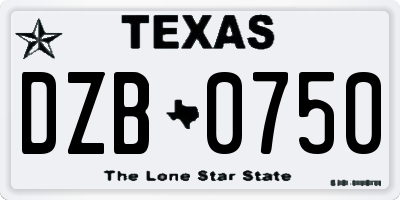TX license plate DZB0750