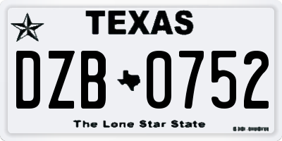 TX license plate DZB0752