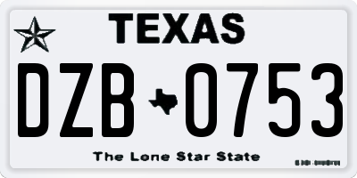 TX license plate DZB0753