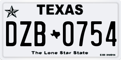 TX license plate DZB0754