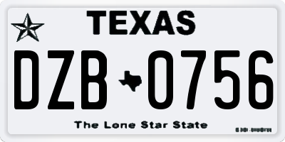 TX license plate DZB0756