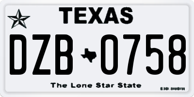 TX license plate DZB0758
