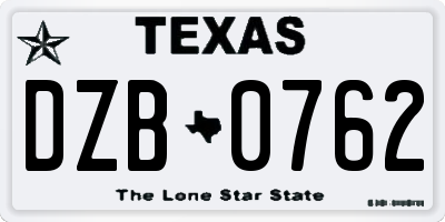 TX license plate DZB0762