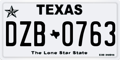 TX license plate DZB0763