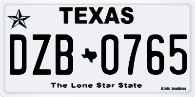 TX license plate DZB0765