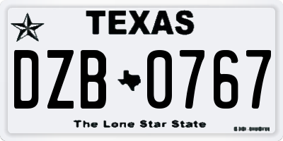TX license plate DZB0767