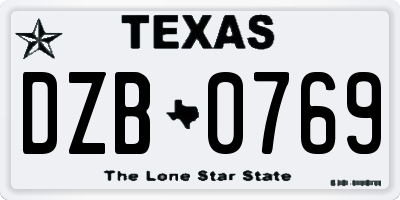 TX license plate DZB0769