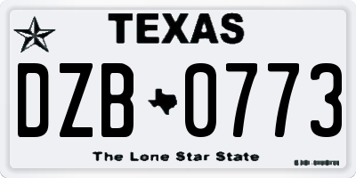 TX license plate DZB0773