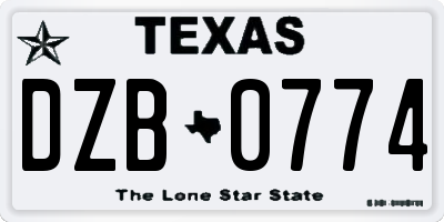 TX license plate DZB0774