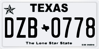 TX license plate DZB0778