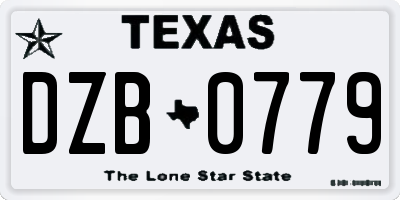 TX license plate DZB0779