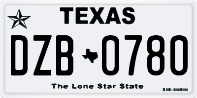 TX license plate DZB0780