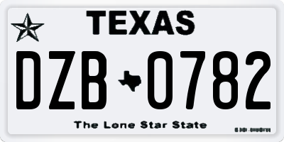 TX license plate DZB0782