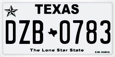 TX license plate DZB0783