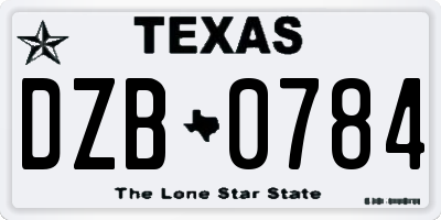 TX license plate DZB0784