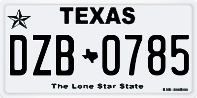 TX license plate DZB0785
