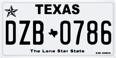 TX license plate DZB0786
