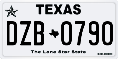 TX license plate DZB0790