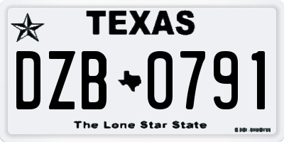 TX license plate DZB0791