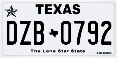 TX license plate DZB0792