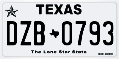 TX license plate DZB0793