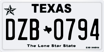TX license plate DZB0794