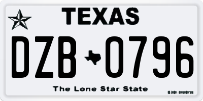 TX license plate DZB0796