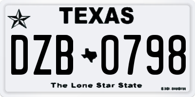 TX license plate DZB0798