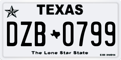 TX license plate DZB0799