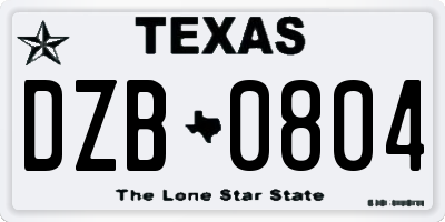 TX license plate DZB0804