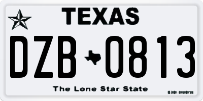 TX license plate DZB0813