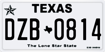 TX license plate DZB0814