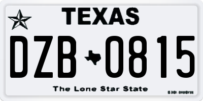 TX license plate DZB0815