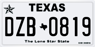 TX license plate DZB0819