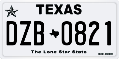 TX license plate DZB0821