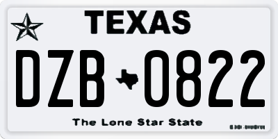 TX license plate DZB0822