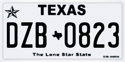 TX license plate DZB0823
