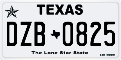 TX license plate DZB0825
