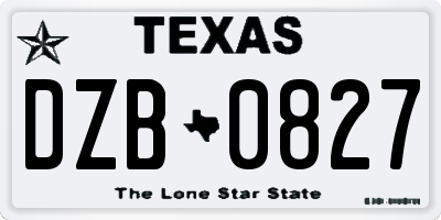 TX license plate DZB0827